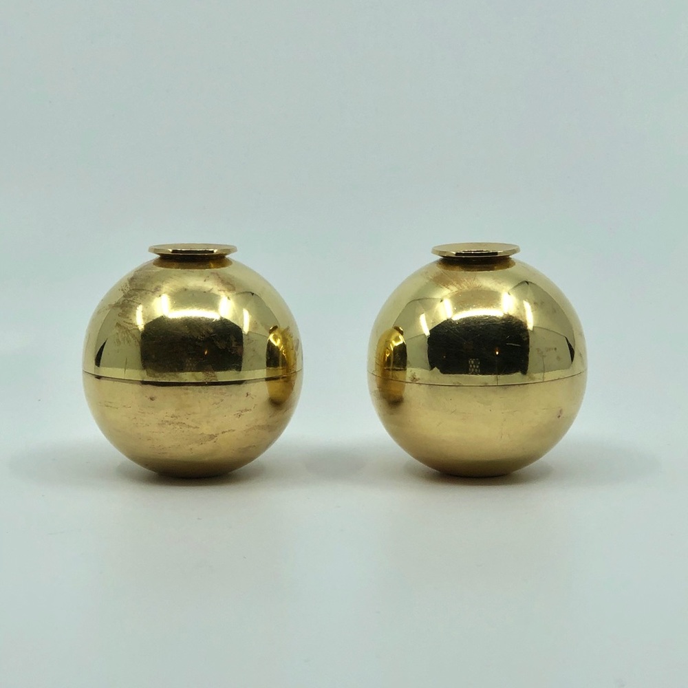 RARE Pierre Forssell Brass Globe Candle Holders